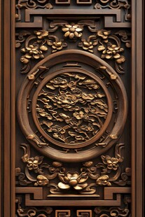 中式古典木雕花纹精美饰板