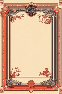 复古花卉边框装饰画模板