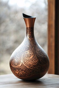 复古花纹铜制精美花瓶