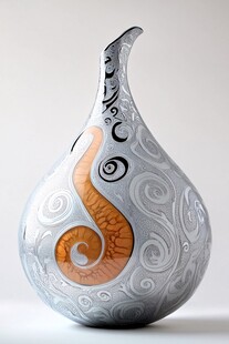 银橙花纹艺术装饰花瓶