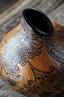 手绘花纹陶制花瓶