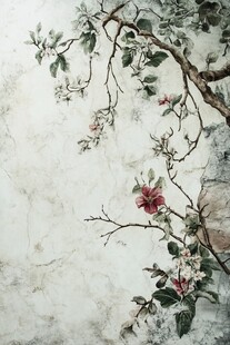 水墨风花卉树枝纹理图