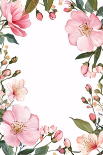 粉色花卉边框装饰图案