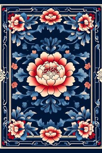 中式牡丹花卉传统纹样图案