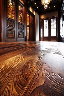 中式风格精美雕花木地板