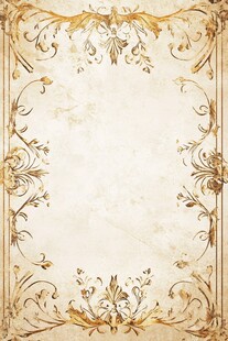 复古金色花纹边框背景图