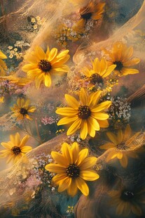 梦幻黄色花卉艺术画作