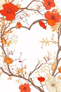 心形花卉边框图案设计