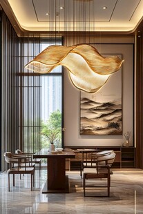 现代中式餐厅的艺术吊灯