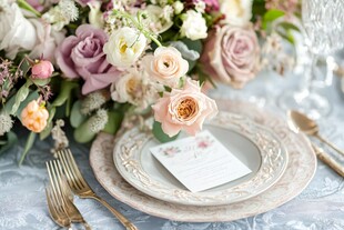 浪漫花卉餐桌布置