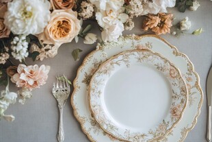 优雅花卉餐具布置场景