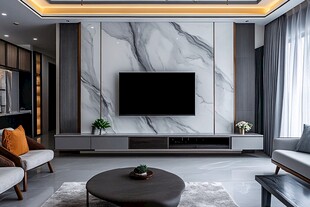 现代简约风大理石电视背景墙