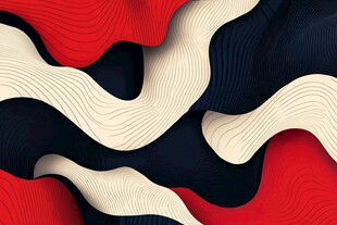 三色波浪纹理抽象艺术图