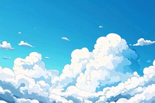 梦幻蓝天与蓬松云朵
