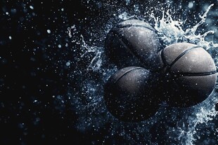 篮球在水花中闪耀时刻