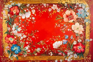 红色花卉边框精美装饰图