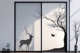 鹿与飞鸟的静谧窗景