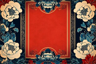 中式花卉边框背景图