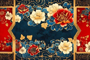 中式古典繁花锦簇图案