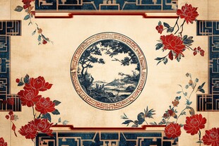 中式古典花卉风景图案