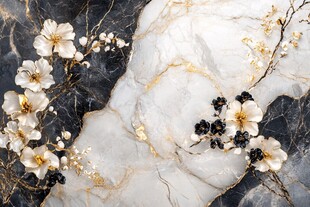大理石上的精致花卉装饰