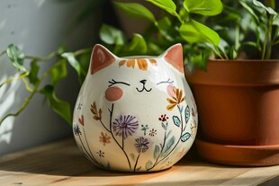 可爱猫咪造型陶瓷摆件
