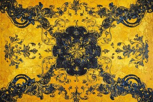 华丽复古黄蓝交织花纹图案