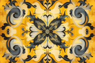 复古黄黑花纹装饰图案