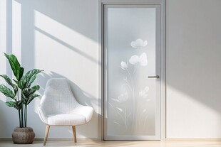 简约室内磨砂玻璃门与座椅