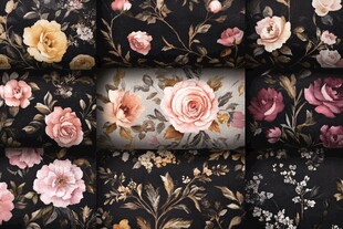 复古花卉图案布料集锦