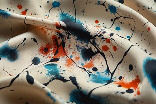 泼墨风格多彩印花布料