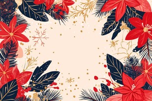 圣诞花卉边框装饰图案