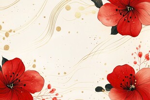 红花朵朵 中式优雅背景图