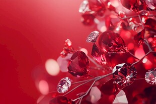 璀璨红宝晶饰梦幻绽放