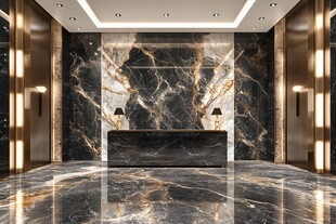 豪华大理石酒店大堂前台