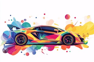 炫彩跑车插画 动感十足