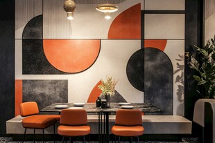现代几何风餐厅室内场景