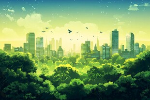 绿色城市与森林的和谐景象