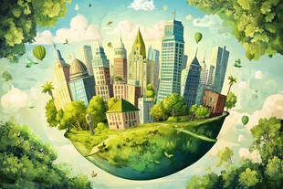 梦幻悬浮生态城市景观