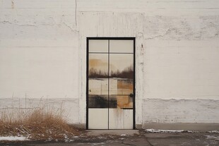 白色墙面前的独特玻璃门