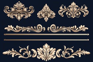 欧式古典金色花纹装饰元素