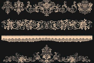 复古金色精美花纹装饰集