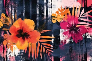 热带花卉抽象艺术图案