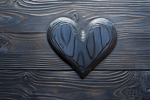木质背景上的心形装饰