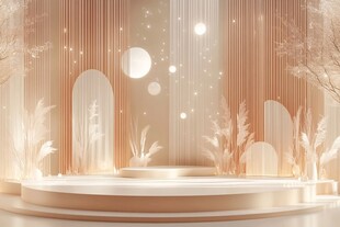 梦幻香槟色舞台场景布置