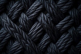 黑色粗绳交织纹理特写