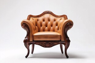 复古棕色皮革单人沙发椅