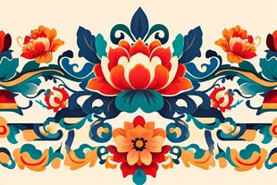 中式传统花卉纹样图案