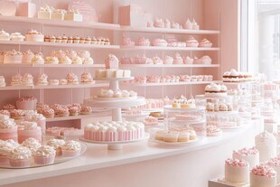 梦幻粉色系甜品陈列