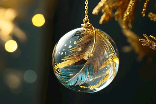 梦幻金羽玻璃圣诞装饰球